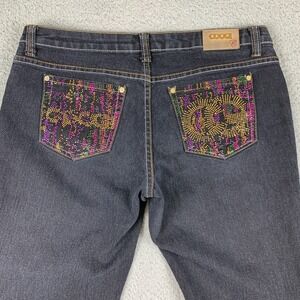 COOGI Jeans Womens 13 / 14 (Fits 35x31) Black Straight Stretch Embellished